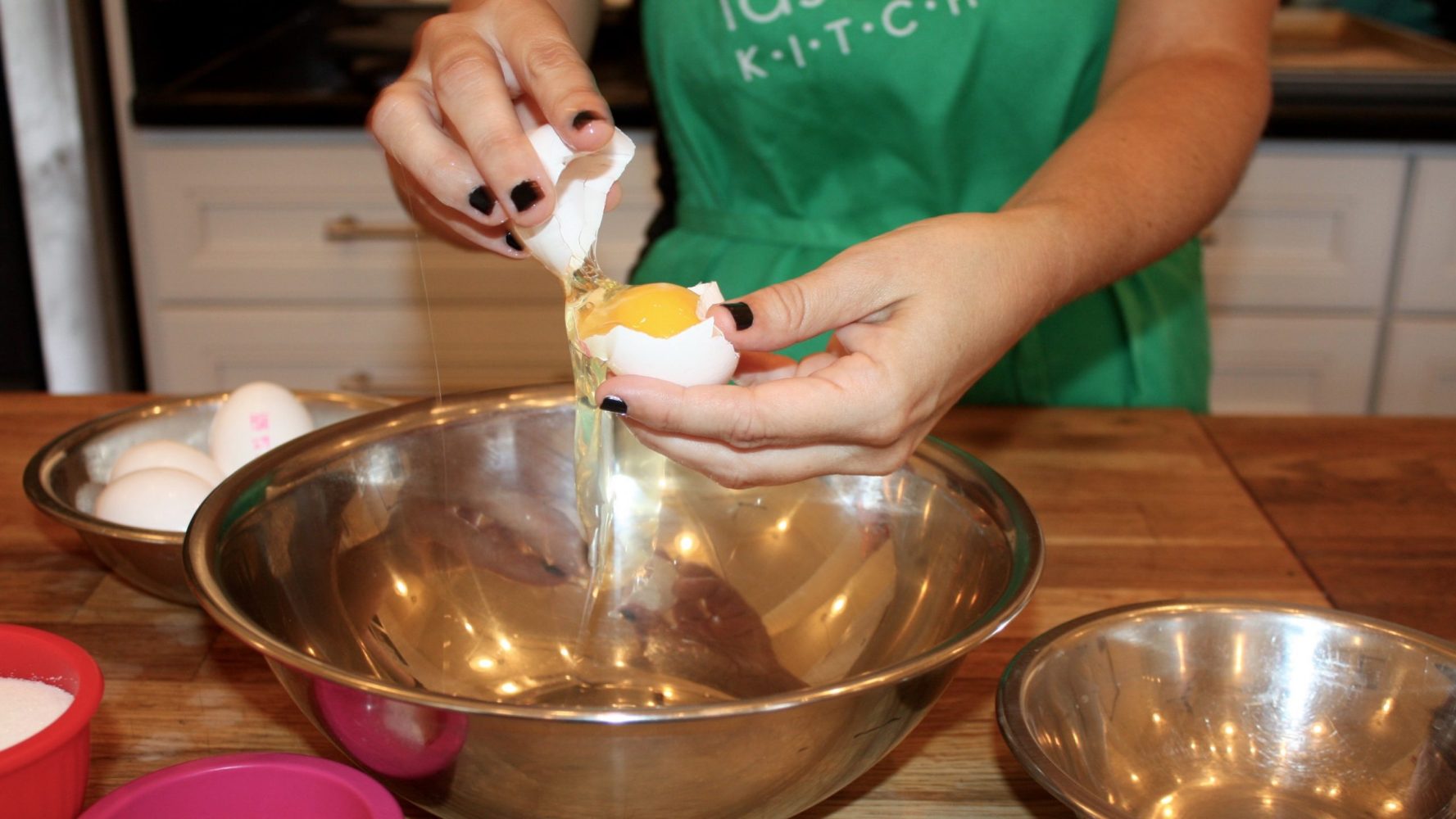 crack and separate egg whites and yolk