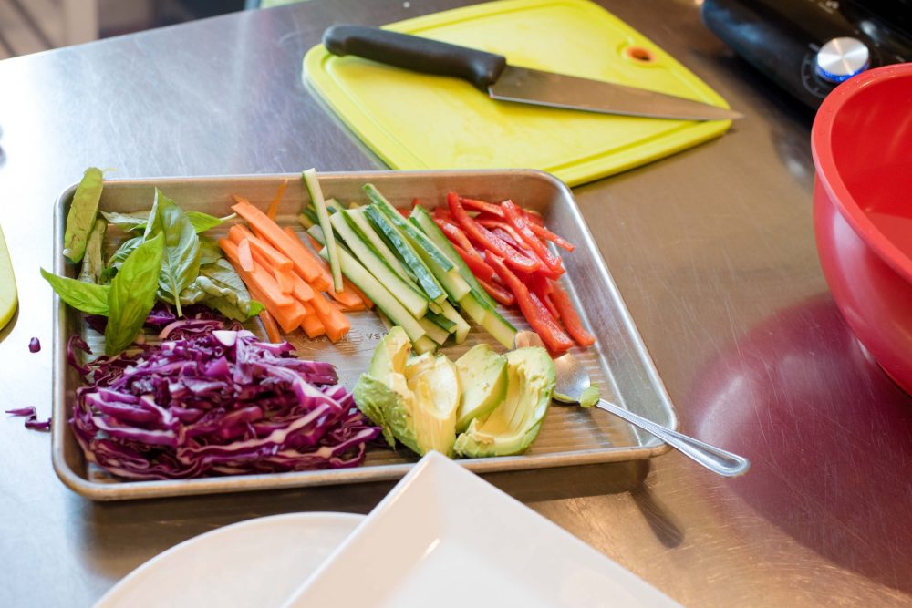 a tray of food on a table