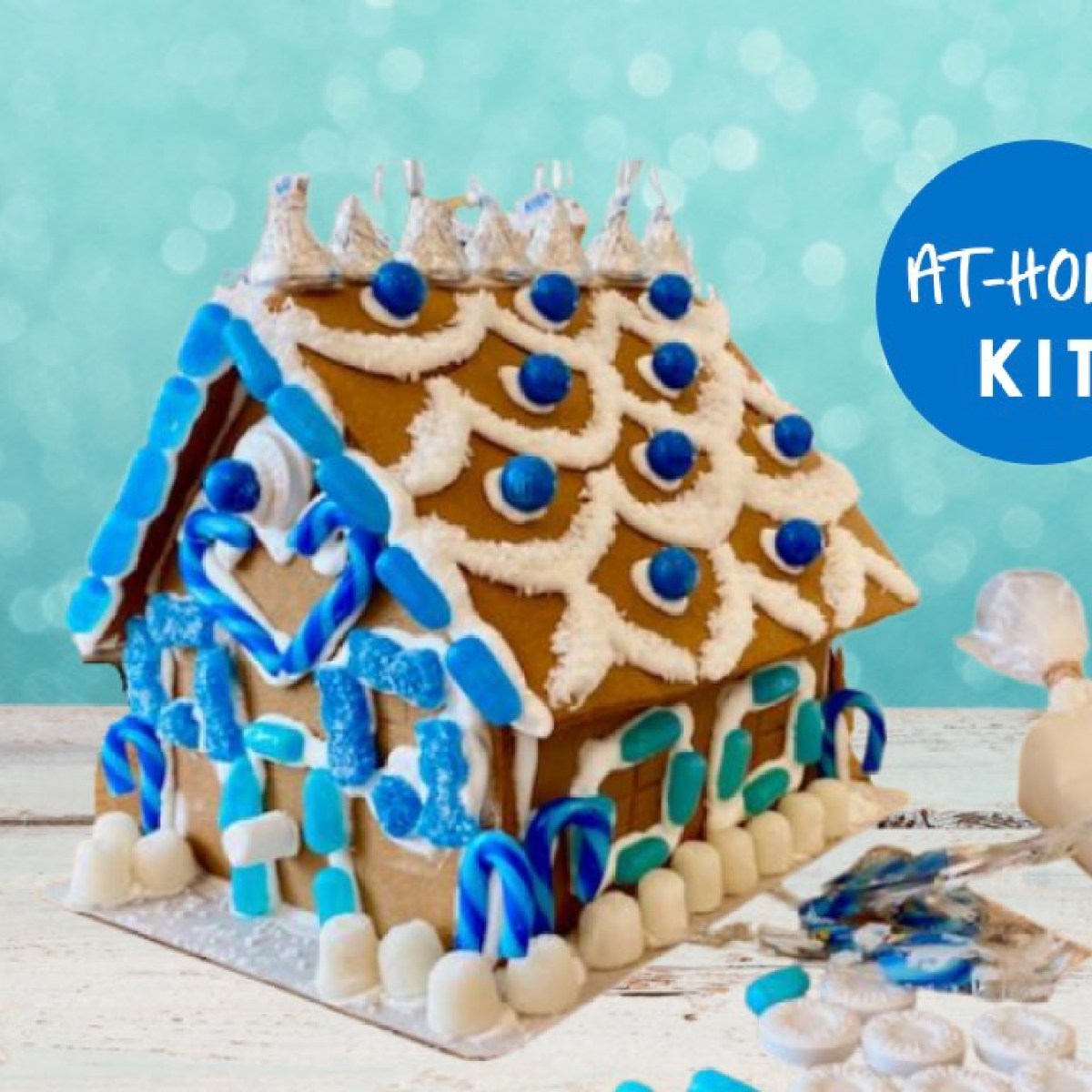 Hanukkah decorated gingerbread house