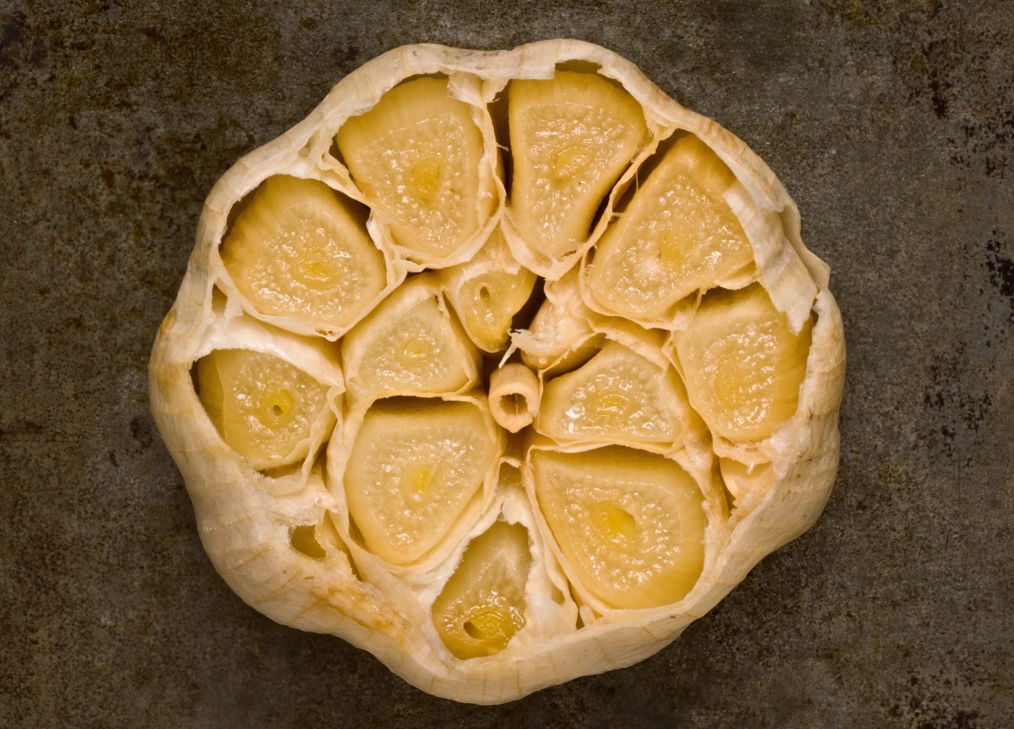 aromatic baked garlic roasted garlic cut in half