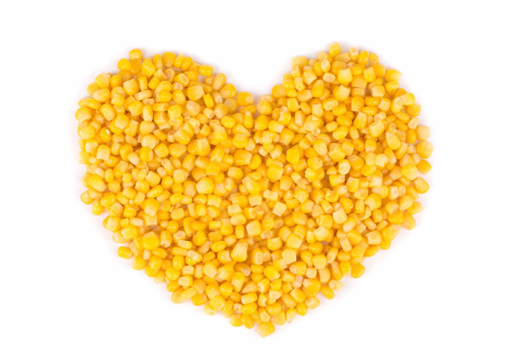 Heart made of corn. heart shaped yellow corn