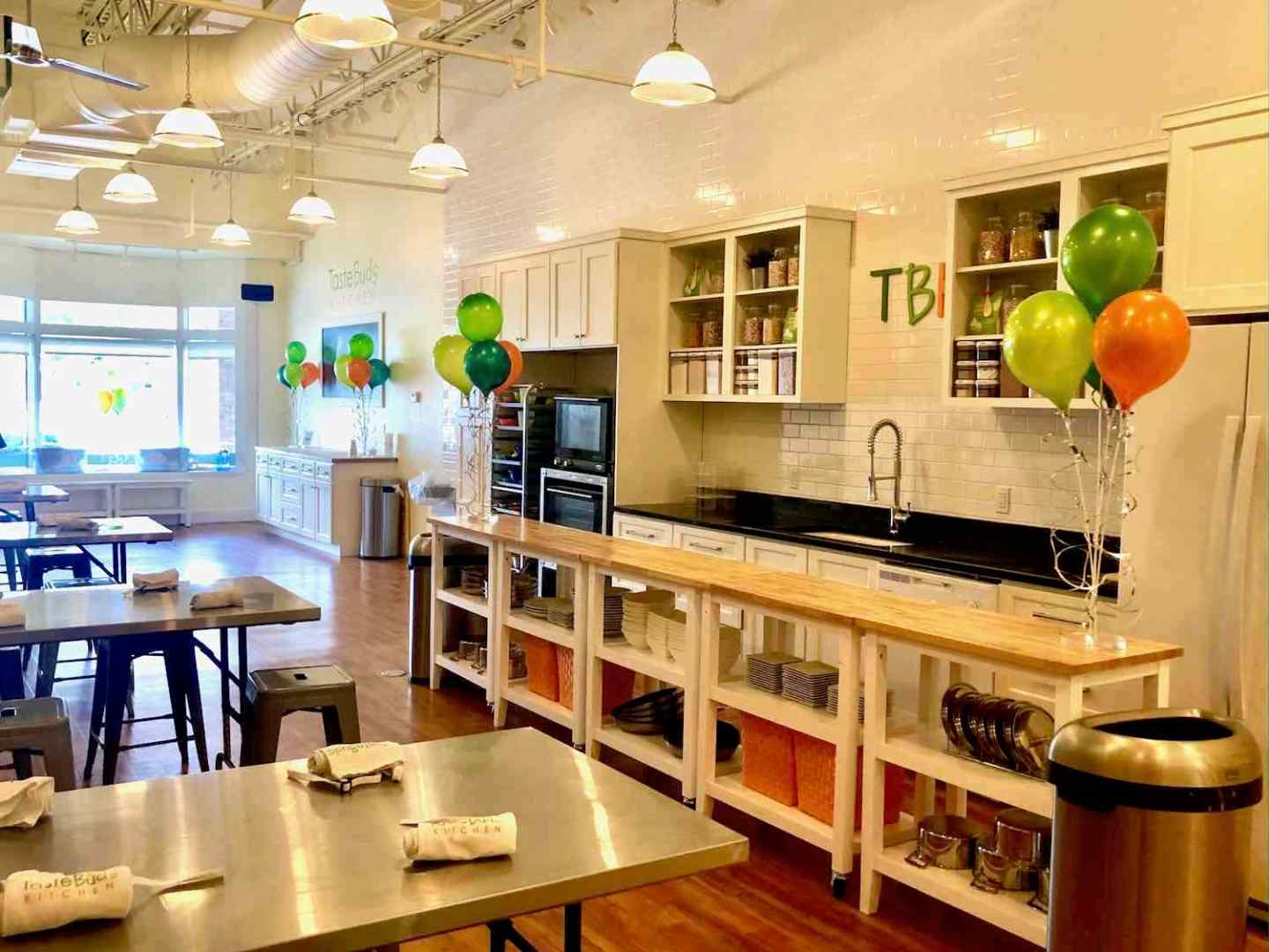 a kitchen with a dining room table