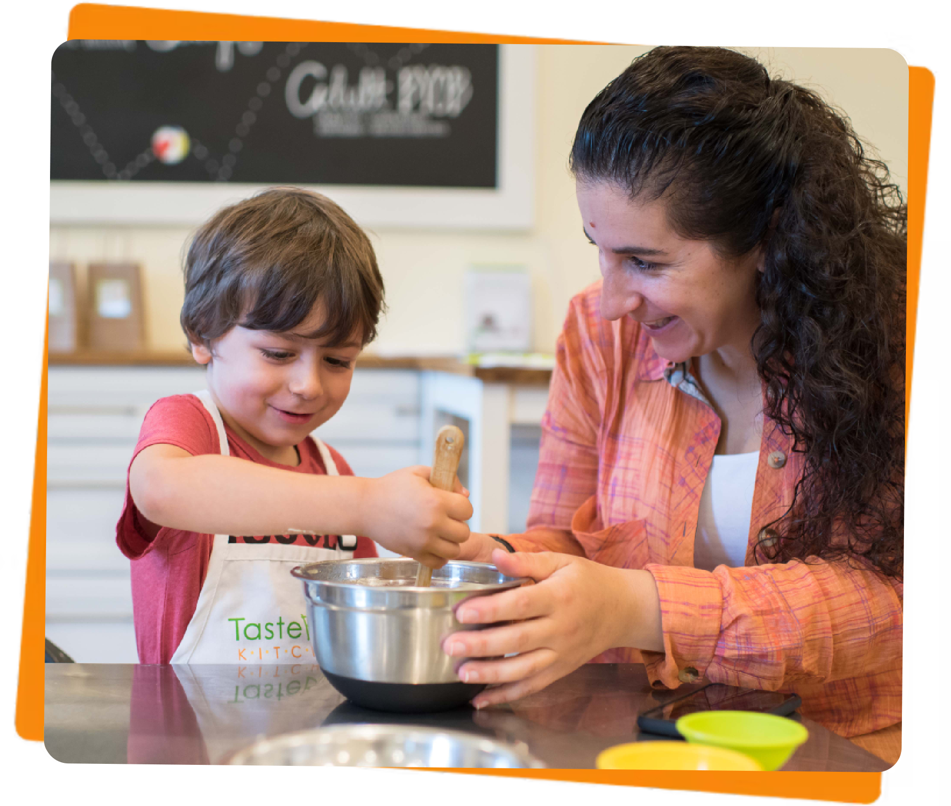 Mom and Kid Stirring Bowl