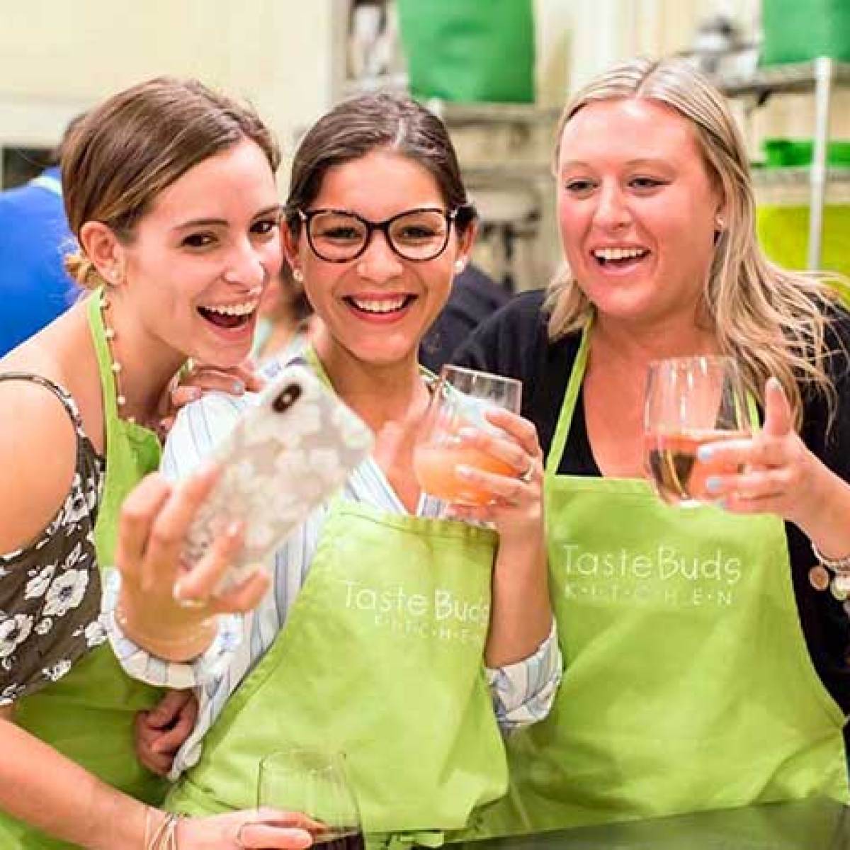 Three Women Taking a Selfie at a BYOB Cooking Class