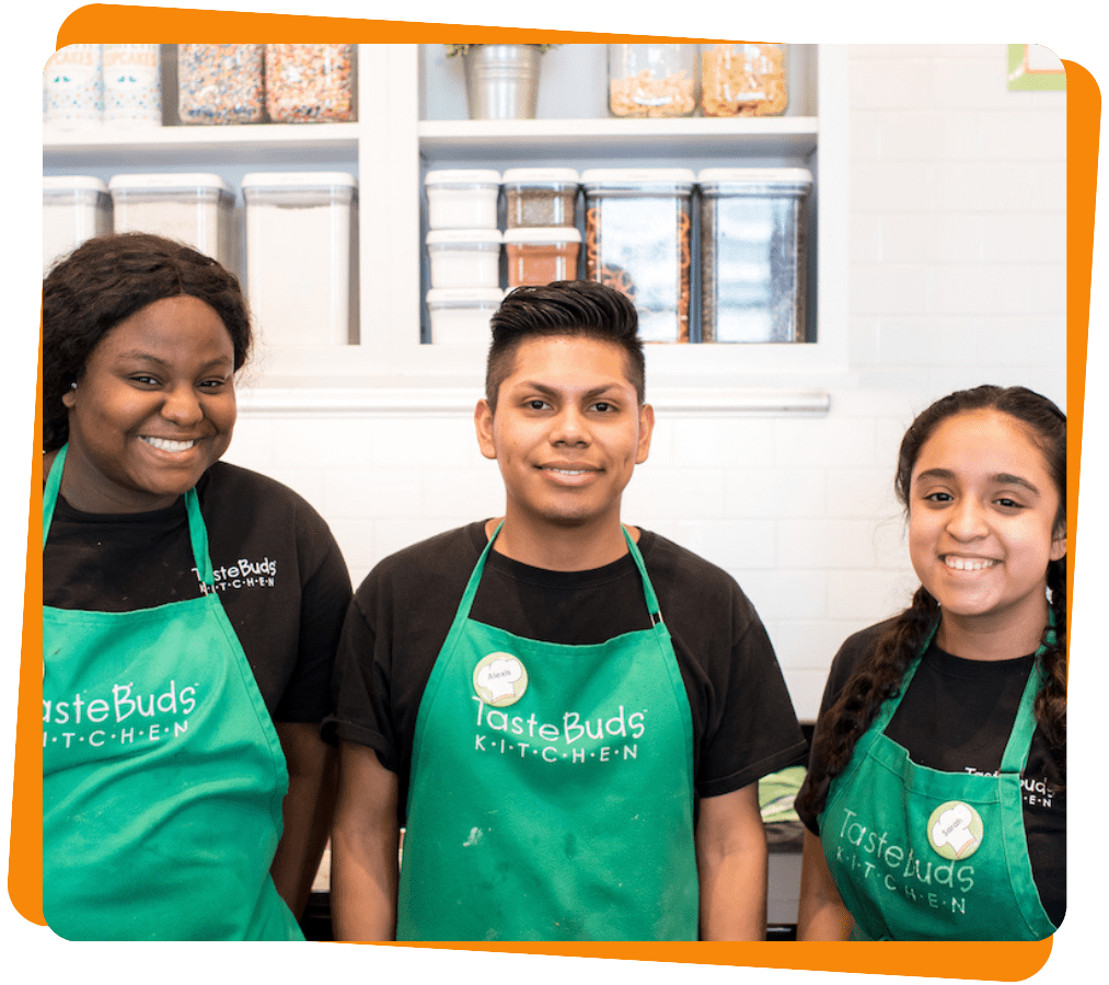 Untitled design (26) a group in aprons posing for the camera