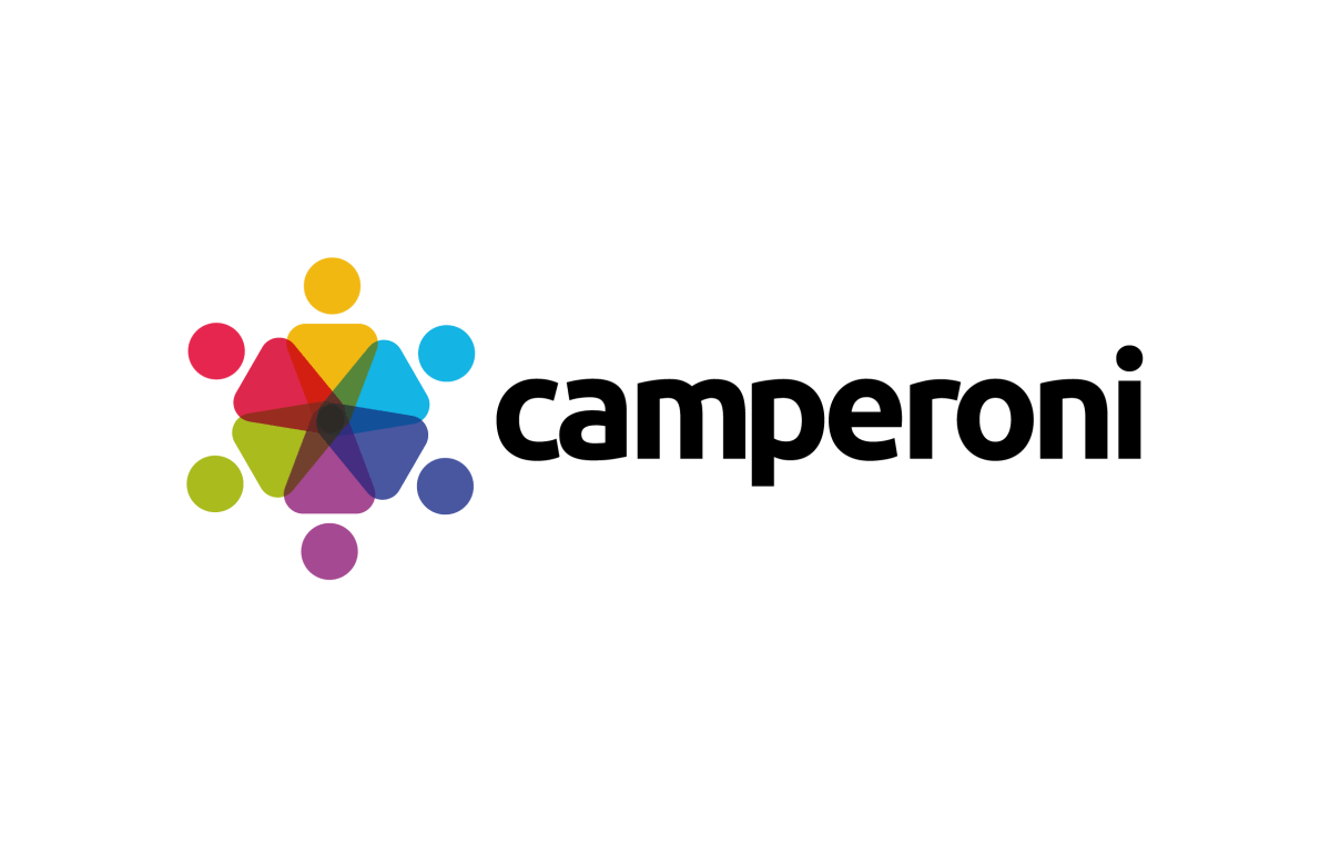 Colorful circular logo with integrated marketing solutions text.