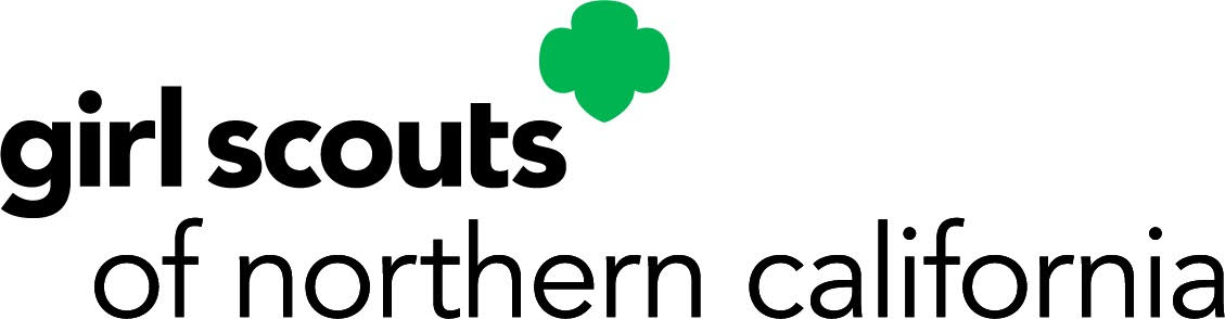 Logo with text 'Girl Scouts of Northern California' and a green trefoil symbol.